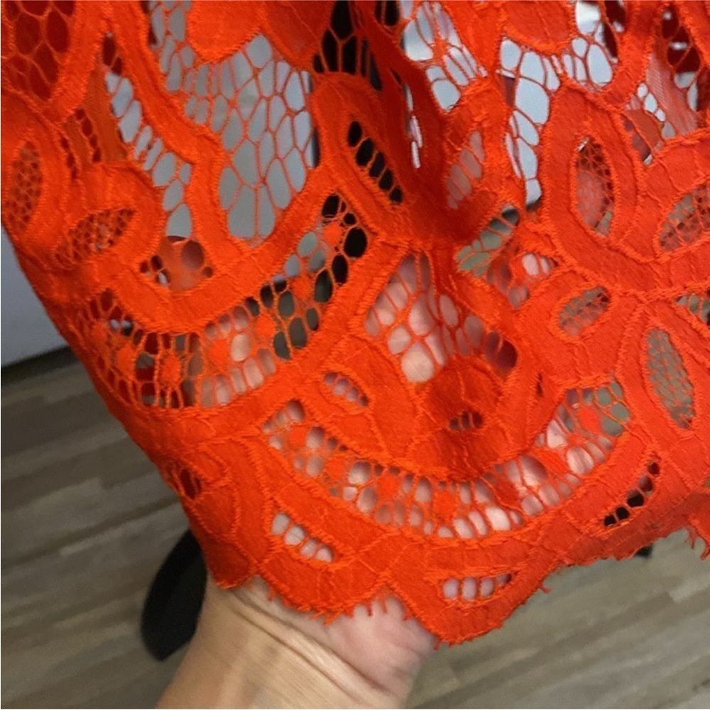 Parker Vibrant Red Lace Midi Dress, S - Picture 7 of 12